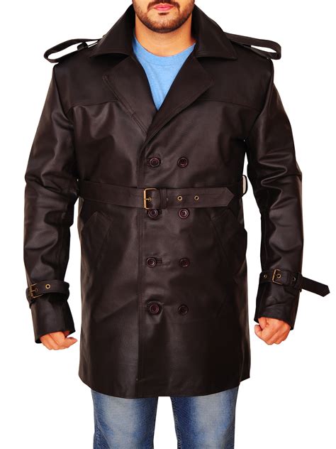 classic men brown leather peacoat men jacket mauvetree
