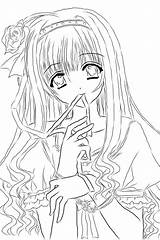 Anime Coloring Pages Girl Colouring Dgd Sad Print sketch template