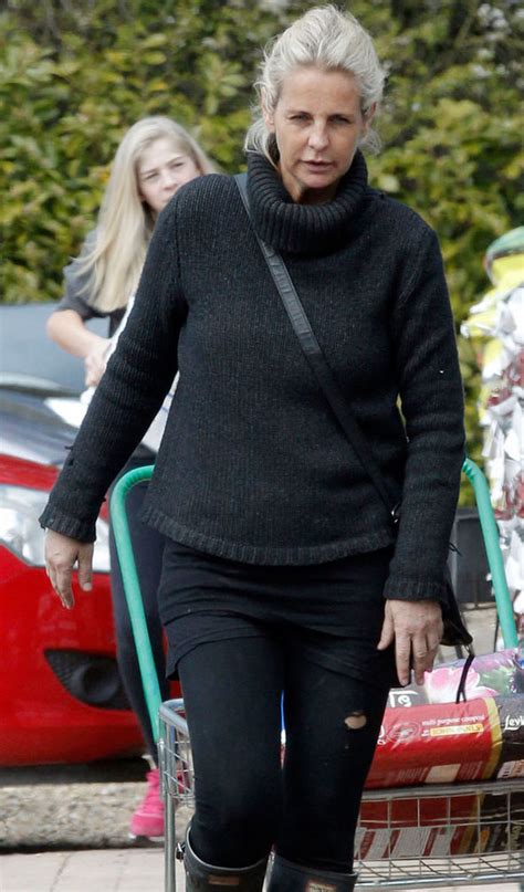 ulrika jonsson goes make up free in ripped leggings as she struggles with shopping celebrity