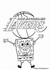 Coloring Pages Lakers Los La Angeles Nba Spongebob Basketball Color Printable Library Clipart Print Popular Getcolorings sketch template
