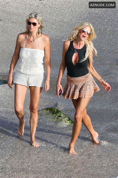 victoria silvstedt flashes her boobs at the beach in st barts france
