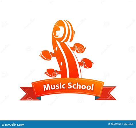 logo emblem voor muziekschool stock illustratie illustration  sinaasappel lier