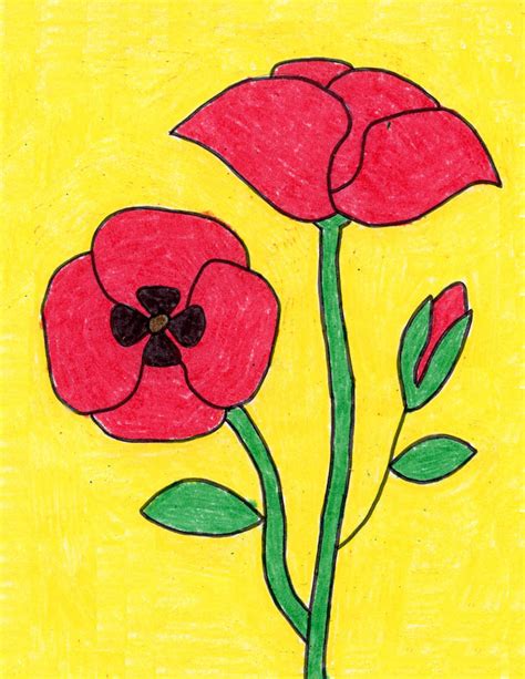 easy   draw  poppy tutorial  poppy coloring page