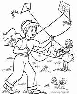 Coloring Kites Flying Children Pages Kite Getdrawings sketch template