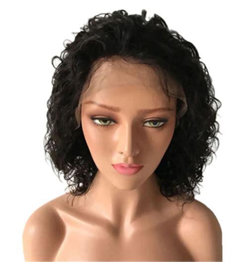 new natural hair wig brazilian less lace front full wig bob wave black