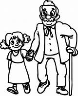 Helping Others Coloring Pages Walking Drawing Oldies Kids Children Grandfather People Drawings Color Cartoon Serving Colouring Hand Clipart Easy Elderly sketch template