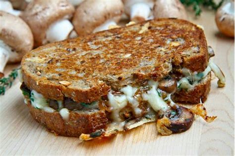 mushroom grilled cheese sandwich  cooking recipes   world