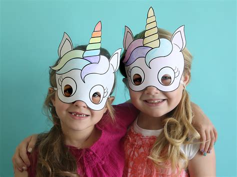 unicorn masks  print  color  printable   autumn