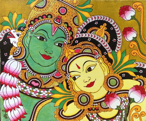 Kerala Mural Lakshmi Narayan Painting Handmade South