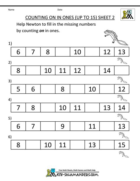 kindergarten counting worksheet sequencing