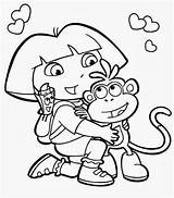 Coloring Dora Cartoon Pages Printable Explorer Boots Happy Friend Kids Print Color Netart Library sketch template
