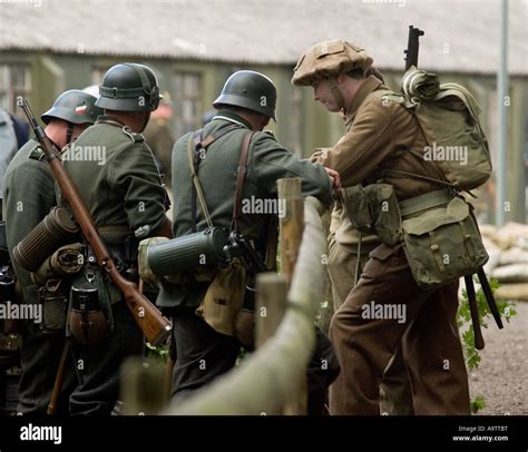 ww german  british army soldiers talking  glen miller festival stock photo alamy