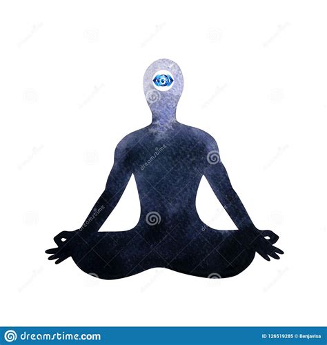 Indigo Third Eye Chakra Human Lotus Pose Yoga Abstract