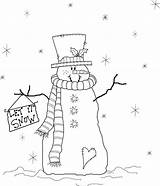 Snowman Snow Let Coloring Pages Patterns Primitive Printable Snowmen Christmas Craft Winter Crafts Embroidery Color Painting Cute Stitchery Fringe Beyond sketch template