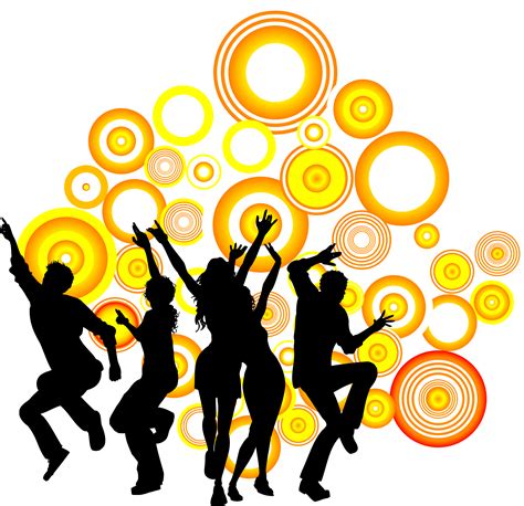 dance party silhouette royalty free people circle