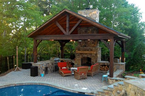 rustic outdoor living outdoor pavilion rustic outdoor fireplaces