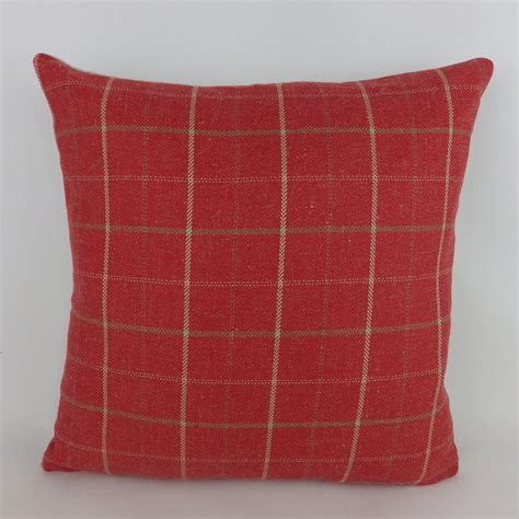 red linen check cushion