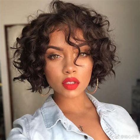 Short Curly Wave Lace Front Wig Brazilian Curly Bob Human