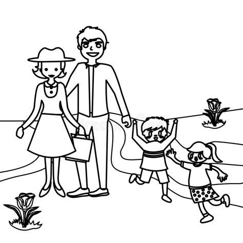 happy family coloring page stock illustration illustration  coloring
