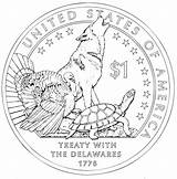 Coloring Native American Pages Coins Usa Dollar Mint Collection Treaty Delawares 1778 sketch template