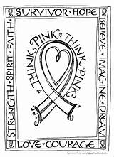 Cancer Coloring Pages Pink Breast Ribbon Think Zenspirations Printable Downloadable Calligraphy Awareness Color Card October Colouring Month Kids Colors Ribbons sketch template