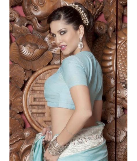 sunny leone hot photo gallery in lite blue saree latest photo gallery actress spicy photos