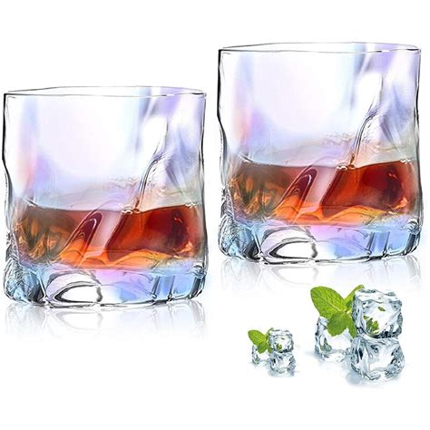 Mingshanancient Whiskey Glasses Set Of 2 Colorful Unique Whiskey