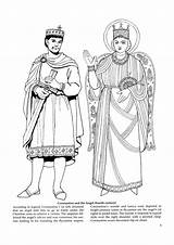 Byzantine Coloring Fashion Empire Fashions Costumes Pages Century Emperor sketch template