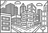 Cidade Colorear Desenho Ciudades Edificios Print Bandar Mewarna Paisajes Urbano sketch template