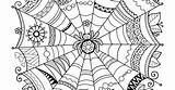 Spider Web Coloring Halloween Zentangle Mandalas sketch template