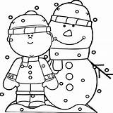 Coloring Snow Snowman Snowing Wecoloringpage sketch template