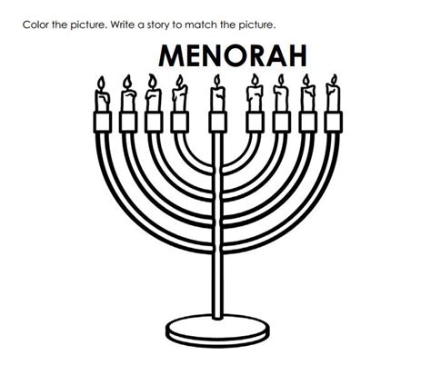 coloring page depicting   branched candelabrum   hanukkah