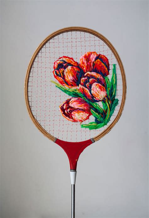 tennis rackets embroidered by danielle clough