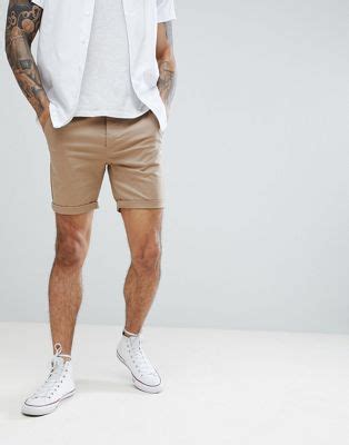 asos design slim chino shorts  stone asos