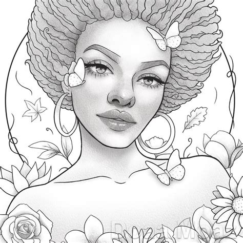 black  white drawing   woman  flowers   head
