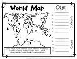 Map Continents Worksheet Oceans Quiz Test Practice Template sketch template