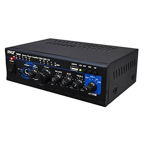 pyle home ptau mini  watt max stereo power amplifier  usbcd