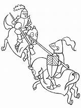 Ritter Ridders Paard Twee Vechtende sketch template