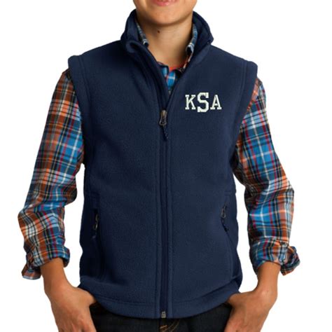 monogram kids fleece vest embroidered monogrammed youth petagadget