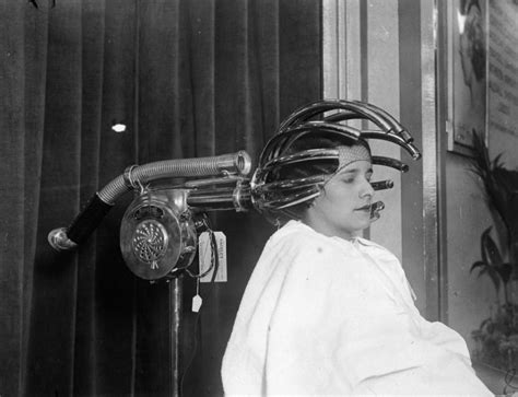 vintage photos of beauty parlors and hair dryers bring back memories