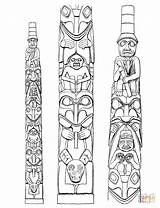 Totem Poles Haida Ausmalbild Totempfahl Indianer Tiki Pfahl Ausmalen Americani Nativi Bedeutung Tlingit sketch template