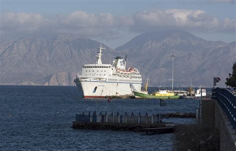 cruise ship  mountains crete greece editorial stock image image