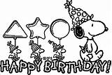 Snoopy Birthday Coloring Cards Pages Wecoloringpage Happy Colouring Sheets sketch template