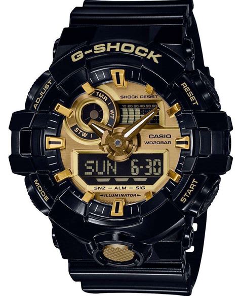 casio  shock gold dial mens alarm chronograph ga gb aer watchnation