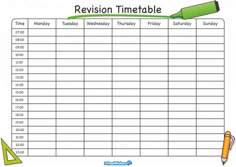schoolstickers revision timetable revision timetable template