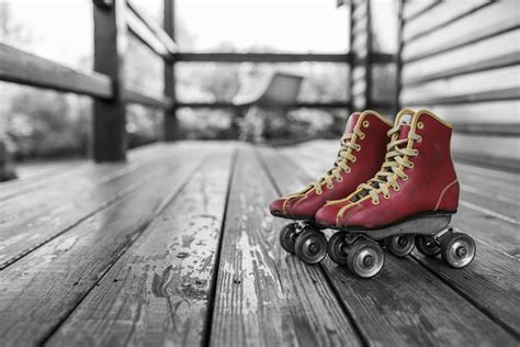 Activity Fun Hipster Old Red Retro Roller Skates Rollerblades