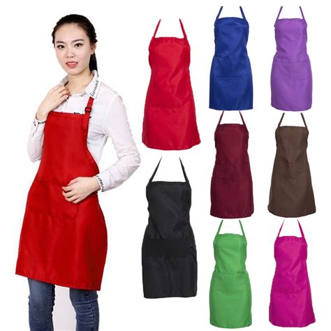 woman apron home kitchen chef aprons solid thicken cotton polyester
