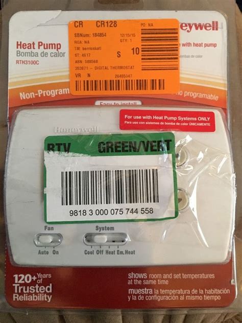 honeywell  programmable thermostat heat pump rthc backlight