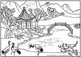 Village Scenery Drawing Color Getdrawings Landscapes sketch template