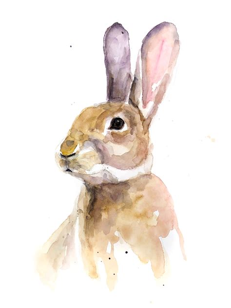bunny painting watercolor rabbit  print   original etsy